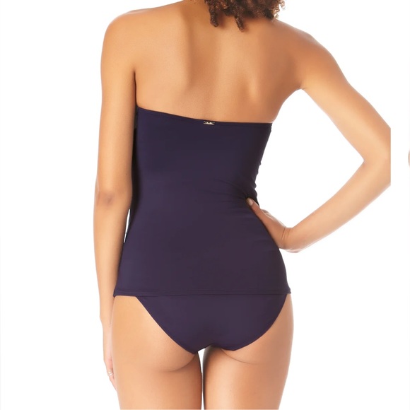 Anne Cole Navy Twist Top Tankini with high waisted bottoms, size medium - Picture 3 of 16